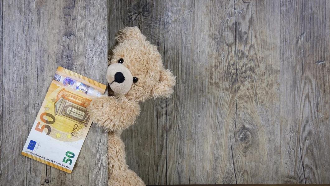 teddybeer die 50 euro biljet vasthoudt