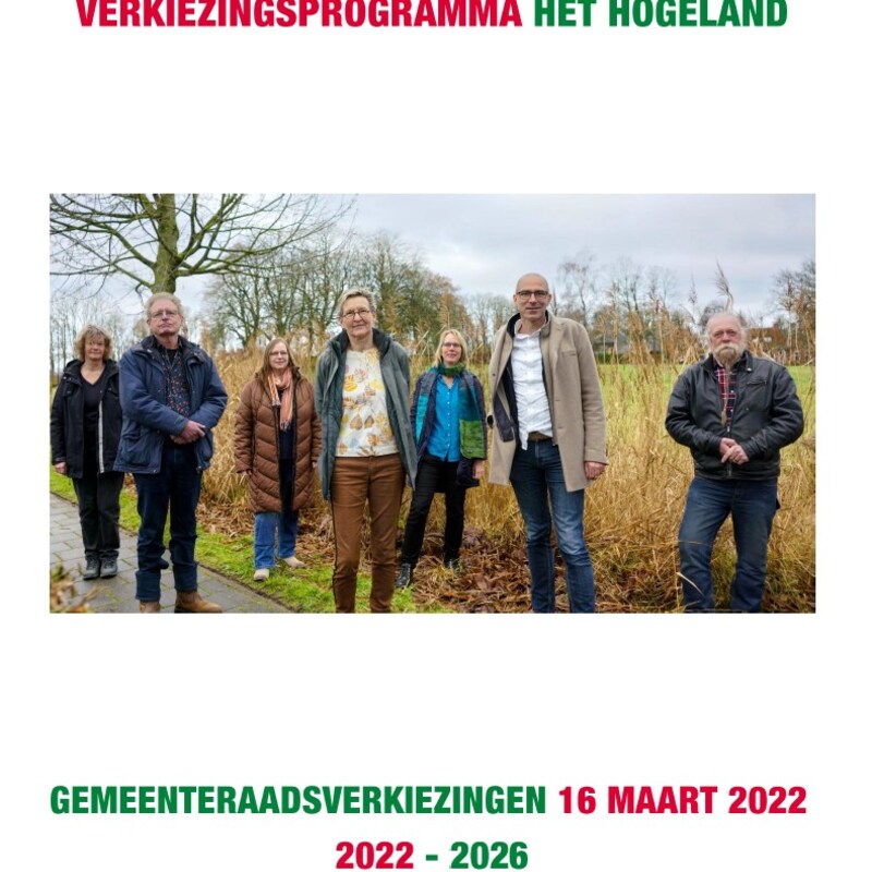 voorkant verkiezingsprogramma GroenLinks Het Hogeland